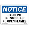 Signmission OSHA Notice Sign, 7" Height, 10" Width, Aluminum, Gasoline No Smoking No Open Flames Sign, Landscape OS-NS-A-710-L-13070